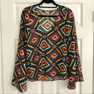 Show me Your Mumu, long sleeve tunic, Aztec, Small